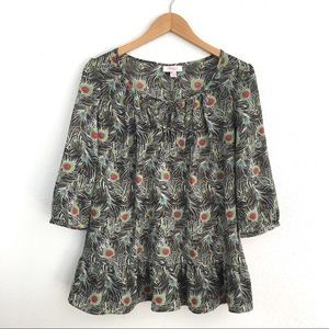 2 for $10 Liberty of London gray peacock blouse size M